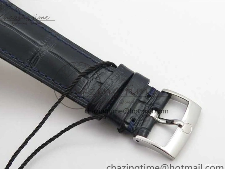 0312 Timeless De Ville Prestige Real PR SS ZF 1:1 Best Edition Gray Dial Blue Markers on Blue Leather Strap MIYOTA 7936